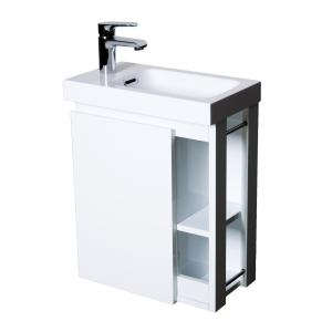 Meuble lave-mains blanc vasque blanche