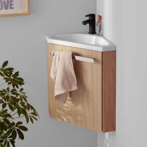 Meuble lave-mains  décor chêne avec vasque blanche   robine…