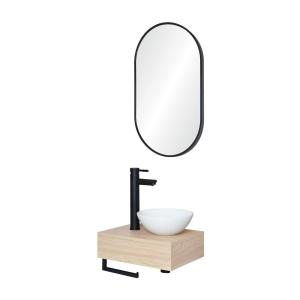 Meuble lave-mains  plan épais vasque blanche   robinet   mi…