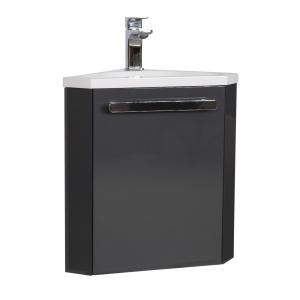 Meuble lave-mains SKINO gris anthracite   robinet noir