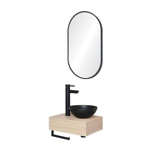 Meuble lave-mains SKINO noir   robinet chromé