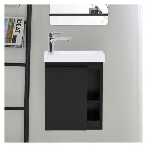 Meuble lave-mains suspendu   avec vasque en résine blanc