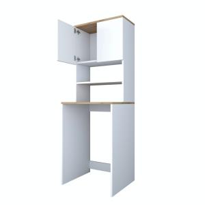 Meuble machine à laver 2 niveaux l65xh183,6cm blanc et bois…
