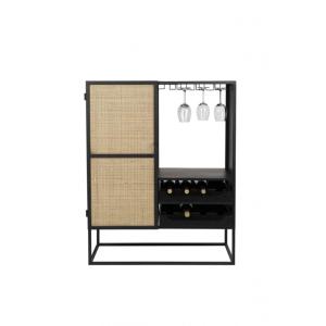 Meuble range bouteille en bois rotin