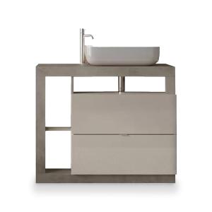 Meuble salle de bain 2 tiroirs gris, blanc