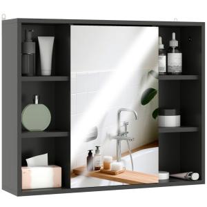 Meuble salle de bain avec miroir 6 compartiments ouverts no…