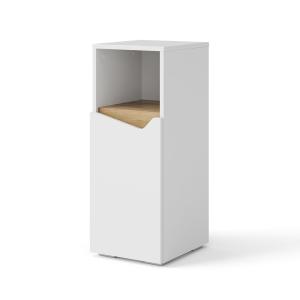 Meuble salle de bain avec porte et compartiment ouvert Blan…