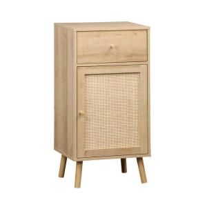 Meuble salle de bain décor bois et cannage naturel