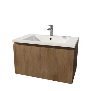 Meuble salle de bain effet bois 2 portes - 80 cm