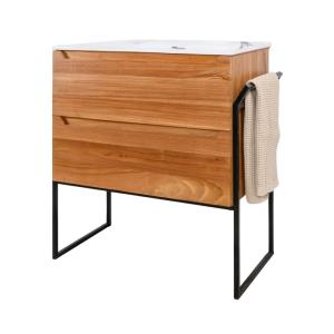 Meuble salle de bain en teck et céramique 80cm