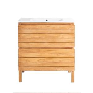 Meuble salle de bain en teck et céramique L 80 cm