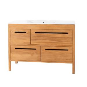 Meuble salle de bain en teck et céramique solo L 120 cm