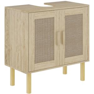 Meuble salle de bain sous lavabo 2 niveaux rotin et bois de…