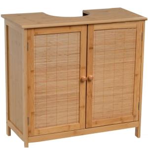 Meuble salle de bain sous lavabo en bambou 2 portes 60x30x6…