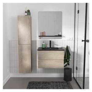 Meuble simple vasque 60cm  Décor chêne  vasque robinet miro…