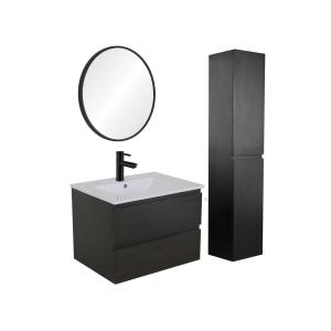 Meuble simple vasque 60cm  Noir  vasque robinet noir miroir…