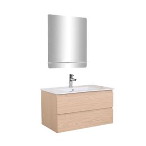 Meuble simple vasque  80cm décor chêne avec robinet et miro…
