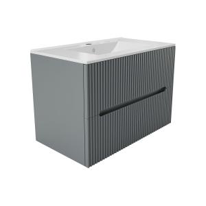 Meuble simple vasque effet bois gris