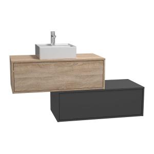 Meuble simple vasque effet bois gris anthracite, naturel