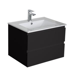 Meuble simple vasque suspendu noir 60 cm