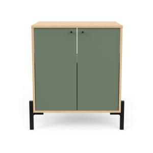 Meuble sous lavabo 2 portes bois naturel et vert 69 x 50 x…