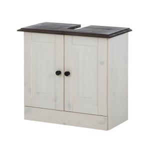 Meuble sous lavabo avec 2 portes en pin blanc laqué