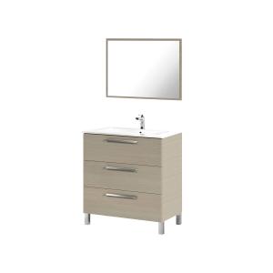 Meuble sous lavabo effet bois beige 105x86 cm