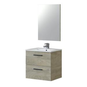 Meuble sous lavabo effet bois beige 60x57 cm