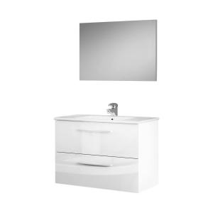 Meuble sous lavabo effet bois blanc brillant 88x57h45 cm