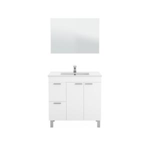 Meuble sous lavabo effet bois blanc brillant 93x80 cm