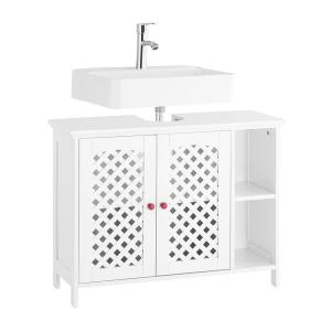 Meuble sous-vasque à deux portes blanc 80x31.5x60.5cm moder…