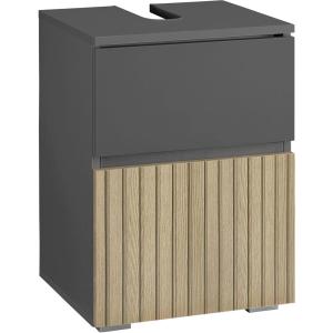 Meuble sous-vasque avec 1 porte effet chêne anthracite rain…