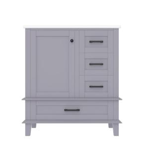 Meuble sous-vasque avec lavabo en gris et tiroirs multiples