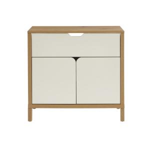 Meuble sous vasque  effet chêne et portes blanches 80cm