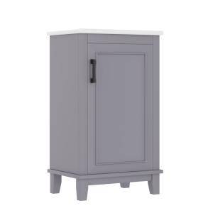 Meuble sous-vasque gris lavande avec lavabo en céramique bl…