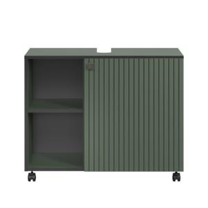 Meuble sous vasque sur roulettes 1 porte L80 cm - Vert et N…
