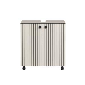 Meuble sous vasque sur roulettes 2 portes L60 cm - Gris et…