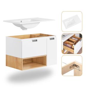 Meuble suspendu pour lavabo avec 1 tiroir et 1 porte effet…