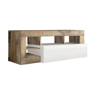 Meuble  tv 1 abattant blanc laqué encadrement niches aspect…