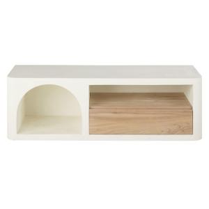 Meuble TV 1 niche 1 tiroir blanc crème L150