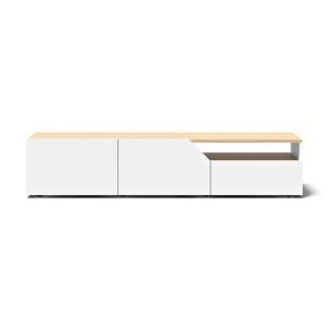 Meuble TV 1 niche chêne clair et blanc H38