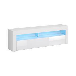 Meuble tv 1 porte 140 cm avec led blanc