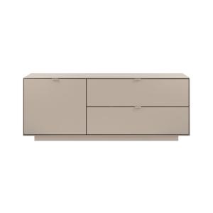 Meuble TV 1 porte, 2 abattants beige L160 cm