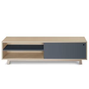 Meuble TV 1 porte coulissante 140 cm, en frêne