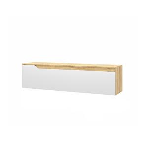 Meuble TV 1 porte décor chêne doré et blanc L140 cm