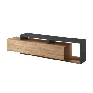 Meuble TV 1 tiroir 219 cm stratifiés beige et gris