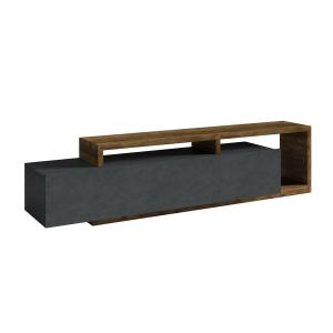 Meuble TV 1 tiroir 219 cm stratifiés gris et bois