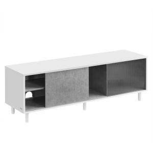 Meuble tv 140 x 39 x 45 cm blanc et gris