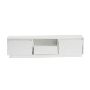 Meuble TV 160 cm 3 portes 1 niche - décor blanc laqué