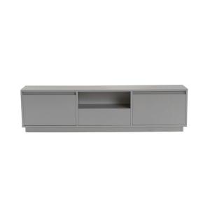 Meuble TV 160 cm 3 portes 1 niche - décor gris laqué